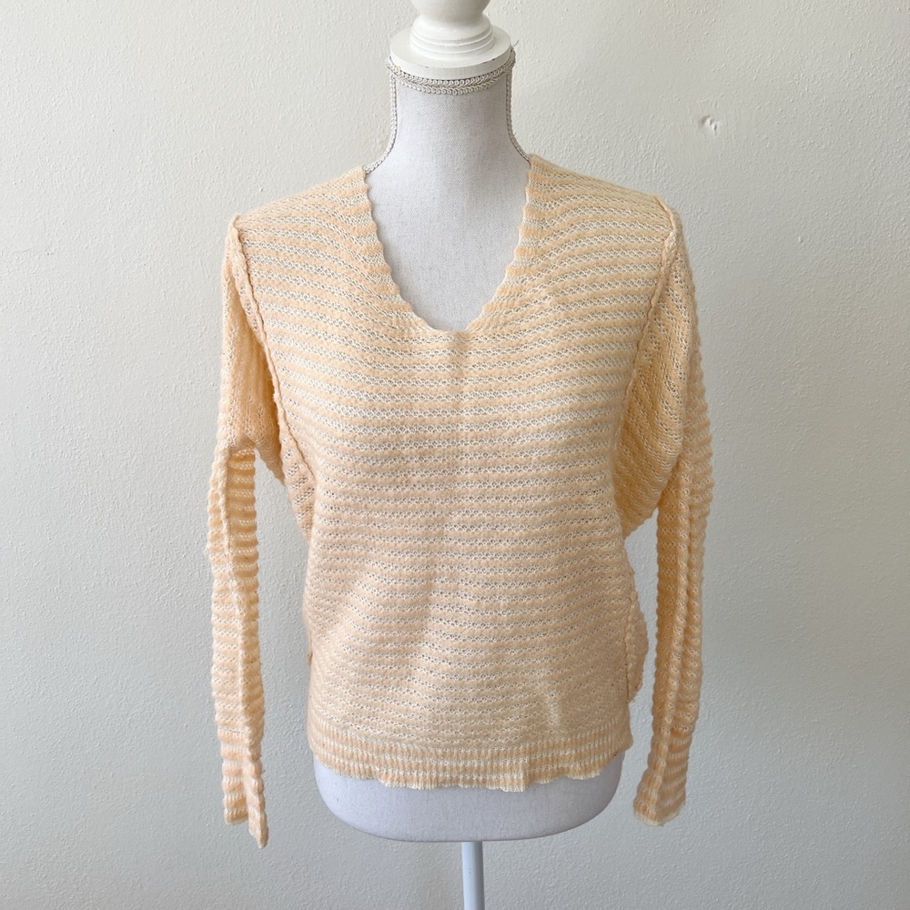 Free People Peach V-Neck Sweater Relaxed Fit